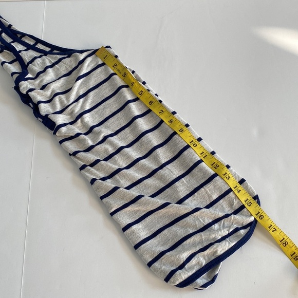 3/$15 Comfy casual blue white striped button up nautical tank top sz small - Picture 5 of 9